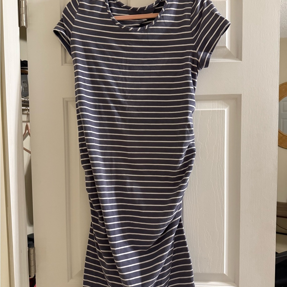 Striped Navy and White Maternity Dress